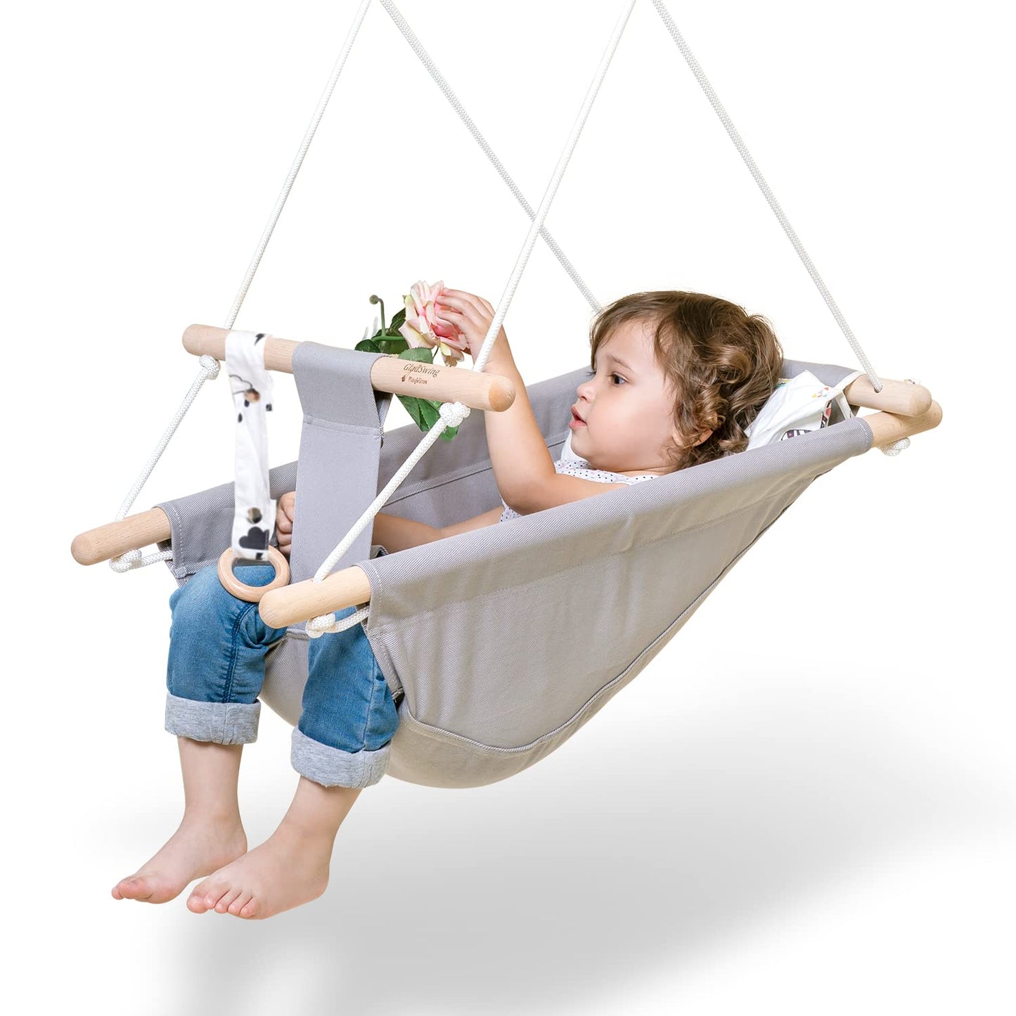 Baby Swing for Infants to Toddlers, Indoor Outdoor Wooden Seat