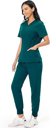 PuriPure Scrub Set for Women with Classic V-neck and Jogger Pants
