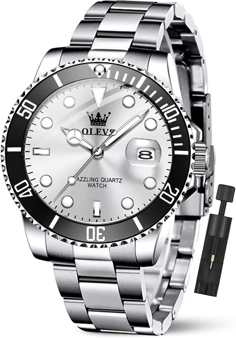 OLEVS Luxury Watches for Men Big Face Stainless Steel Business