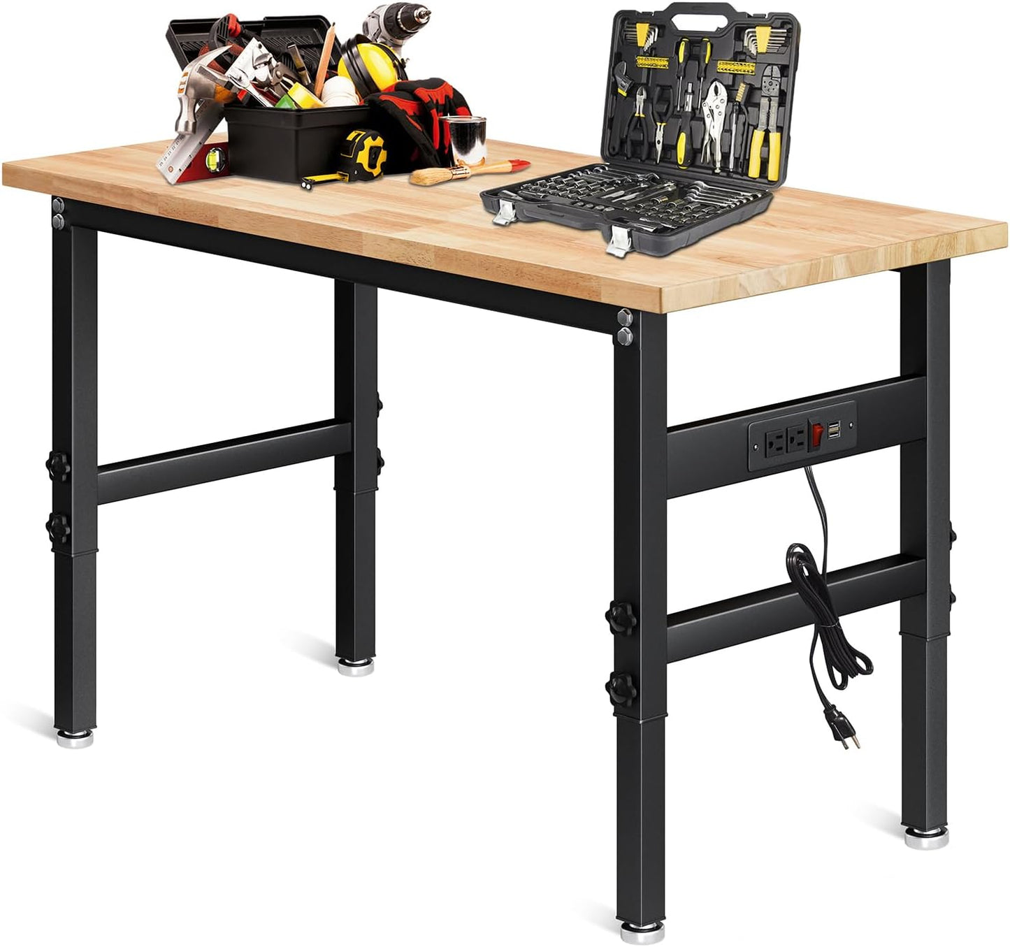 48 Adjustable Workbench with Power Outlet for Heavy-Duty Use