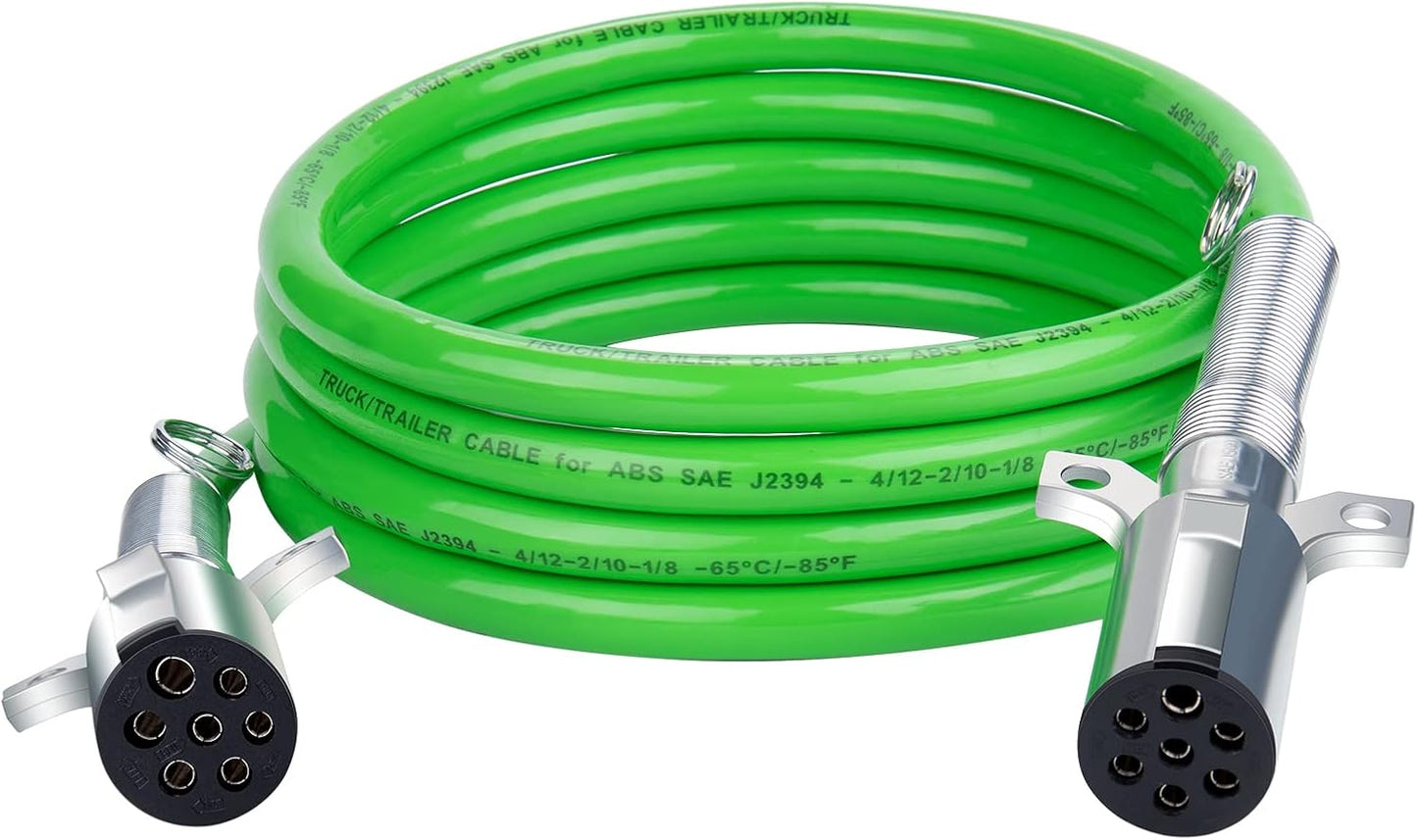 7 Way Trailer Cord 12 FT Heavy Duty Power Wire for Trucks