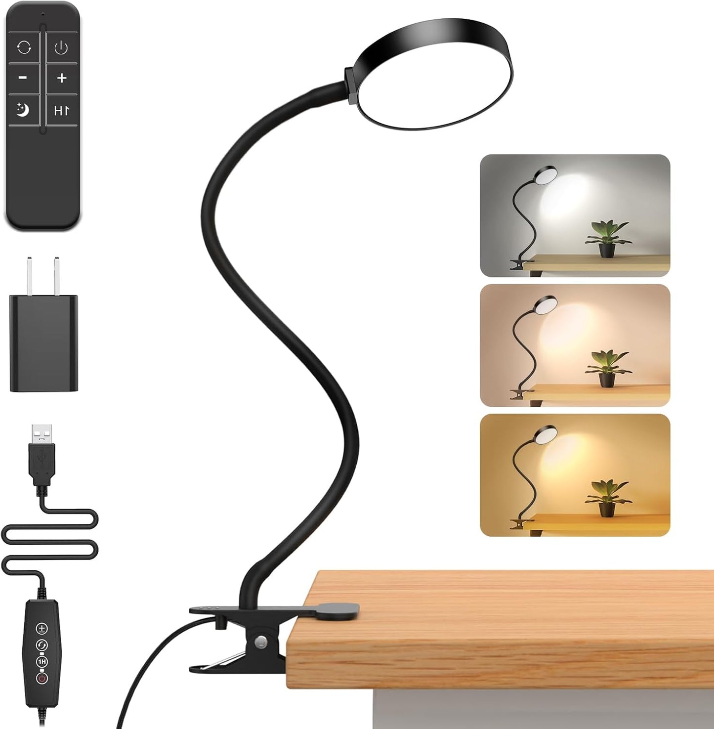 Remote Controlled LED Reading Light - RA>95 Dimmable Clip Lamp