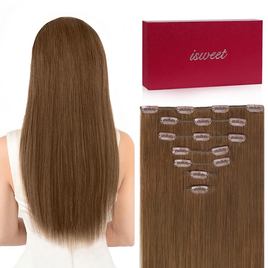Straight Clip in Hair Extensions Real Human Hair for Women