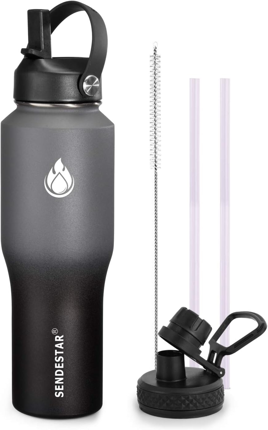 SENDESTAR 32oz Water Bottle with Dual Lids for Every Adventure