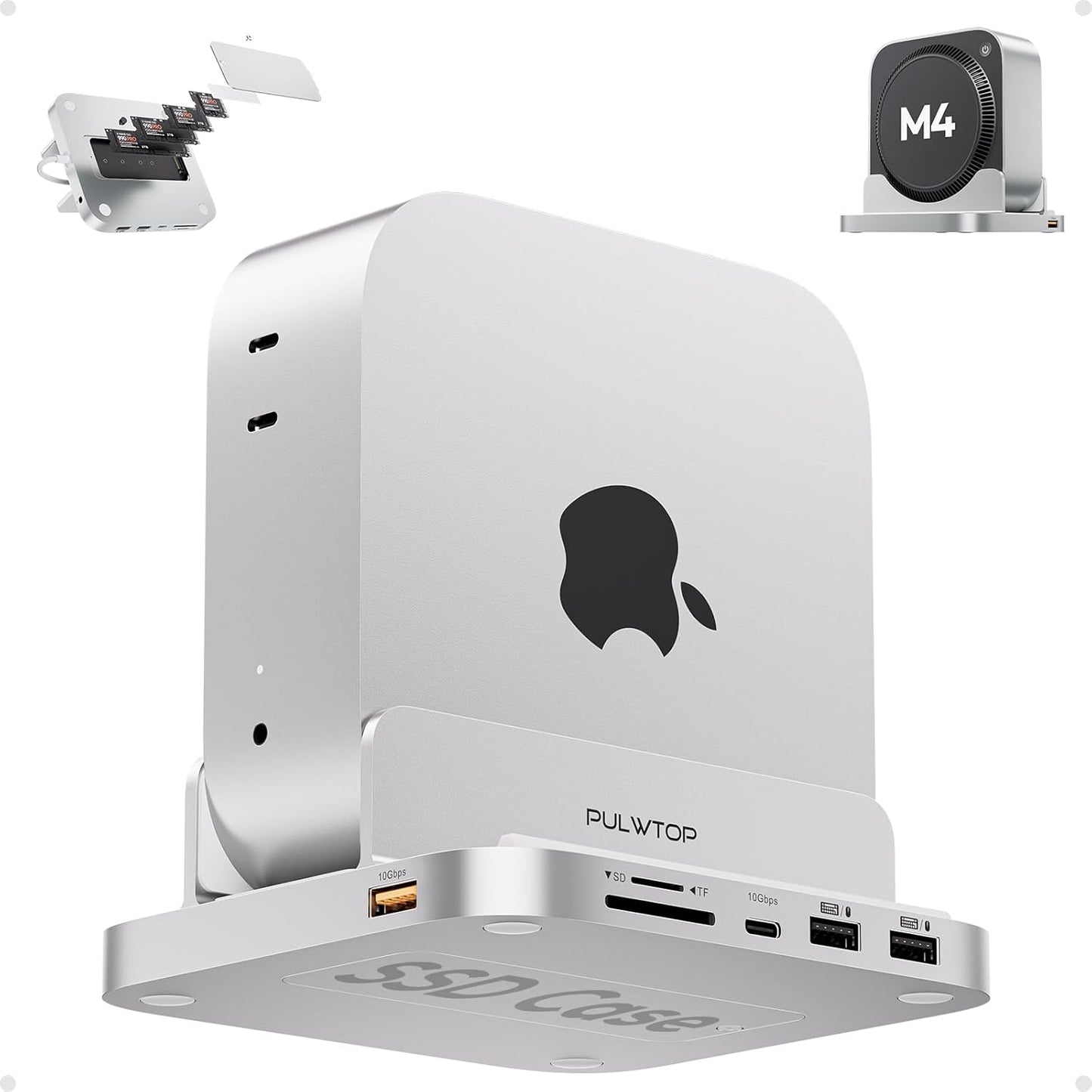 Mac Mini M4 Dock with 4TB SSD Enclosure and 8 Ports Hub