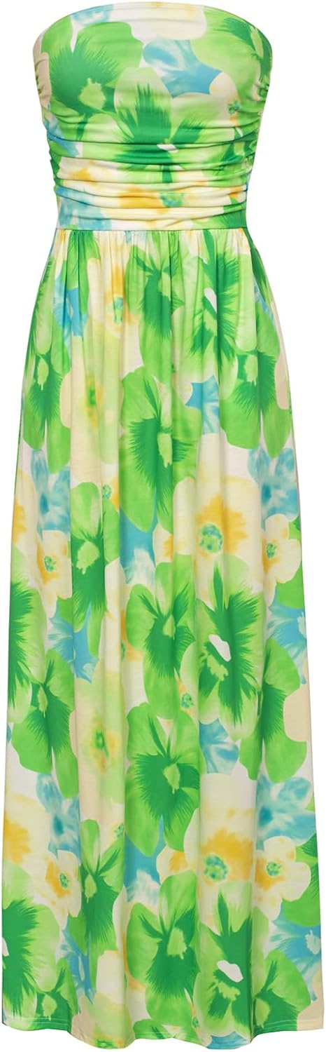 Strapless Maxi Dress with Pockets for Women by GRACE KARIN