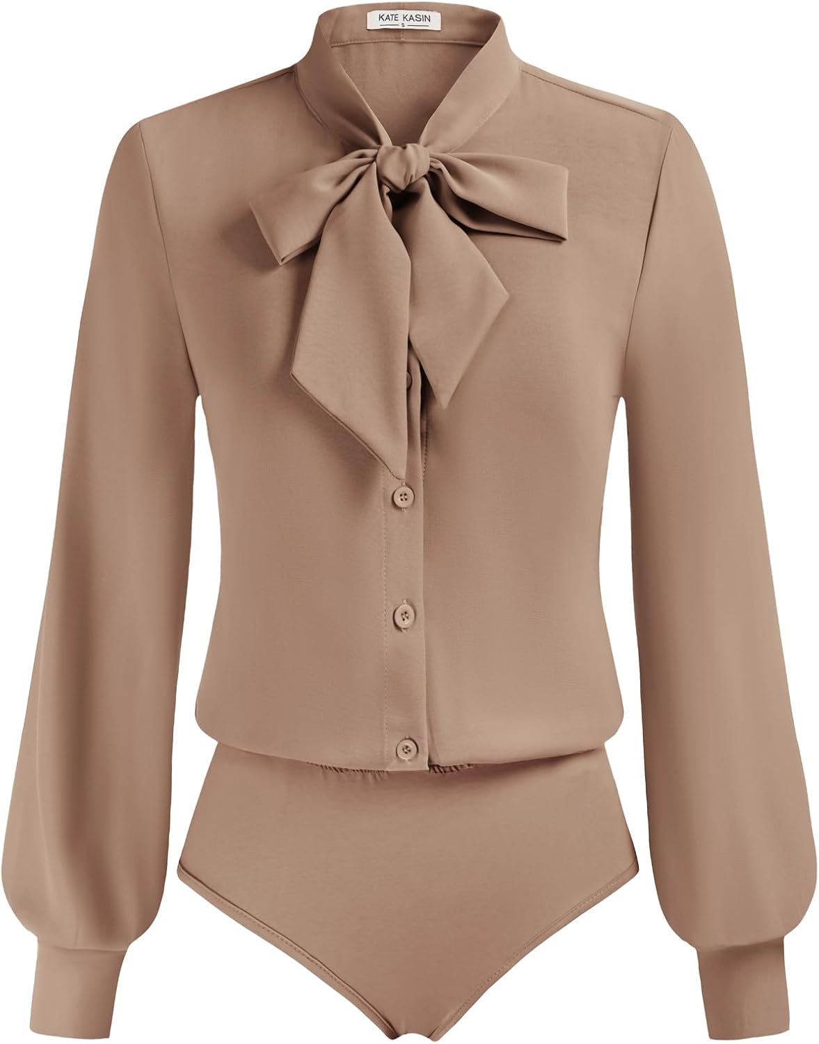 Kate Kasin Women Bow Tie Neck Blouse for Office and Casual Wear