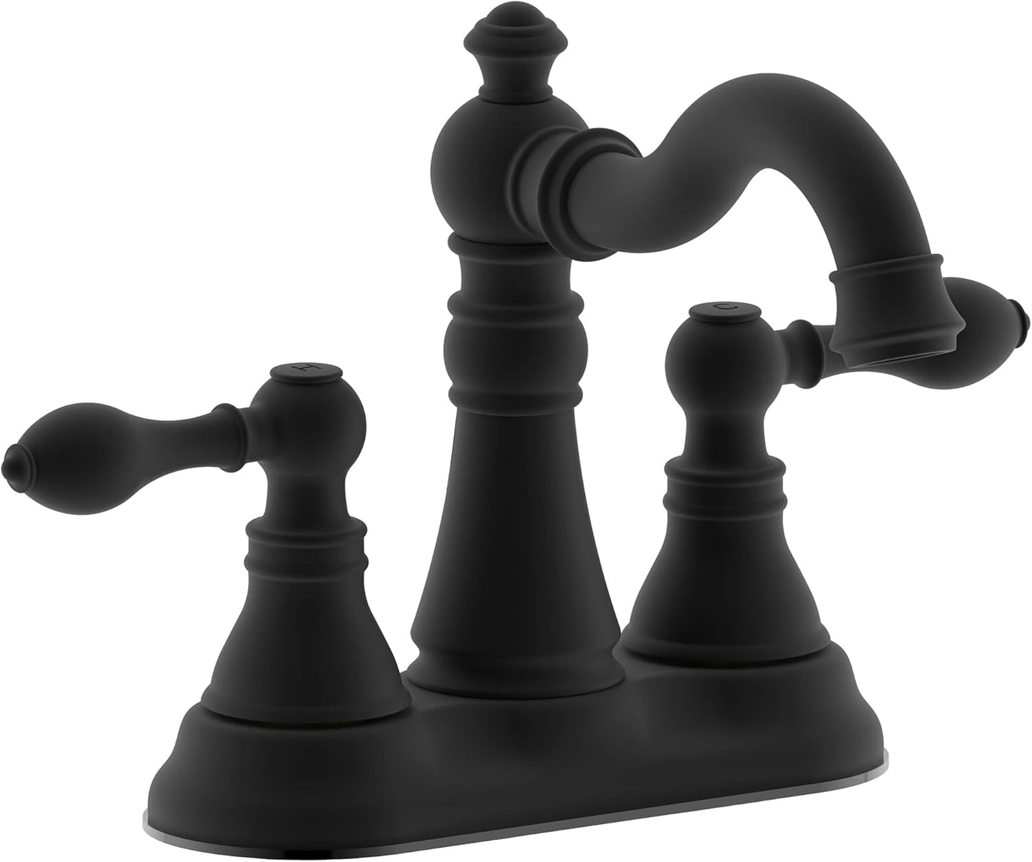 Two Handle Matte Black Bathroom Faucet with 360 Swivel Spout