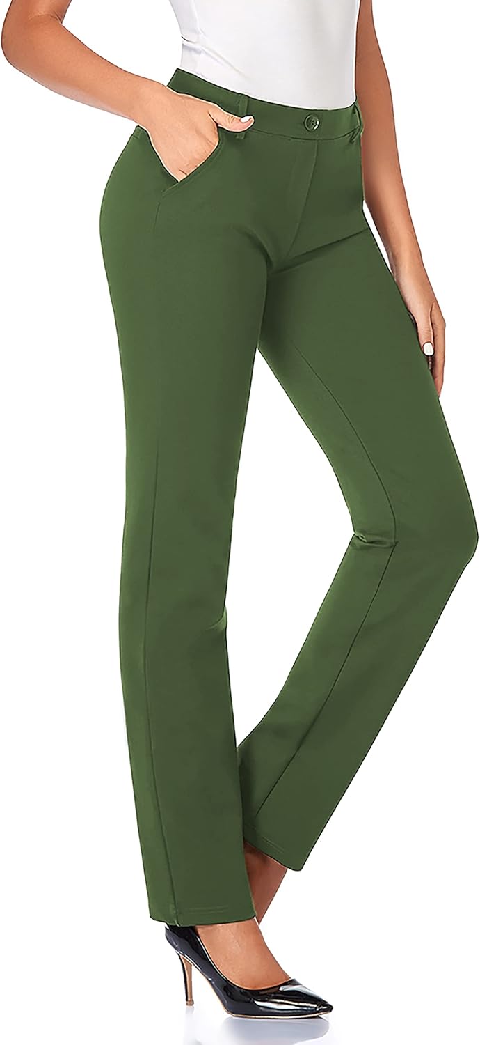 Tapata Women's Stretchy Straight Dress Pants for Office Work