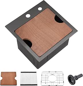 15 Inch Bar Sink Drop In Workstation for Kitchen and Outdoor Use
