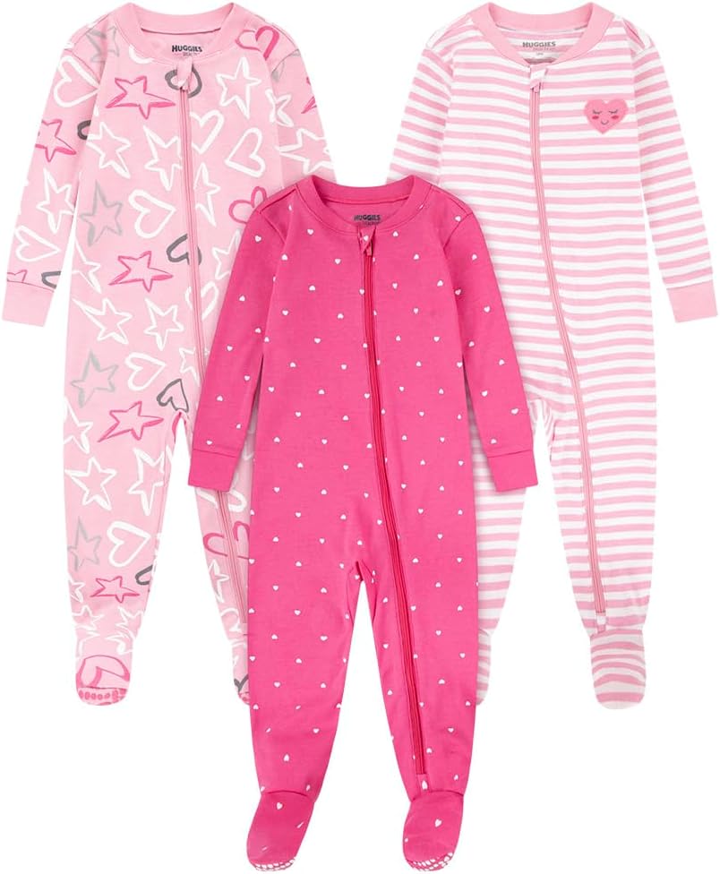HUGGIES Baby Boys 3-Pack Footed Coverall Pajamas for Comfort