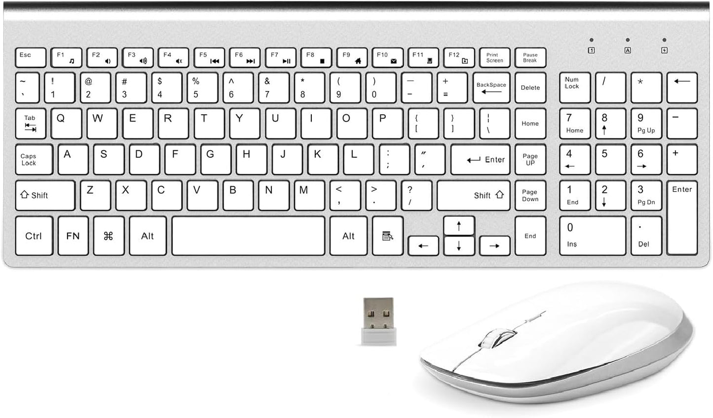 FENIFOX Wireless Keyboard Mouse Combo - Silent Ergonomic Design