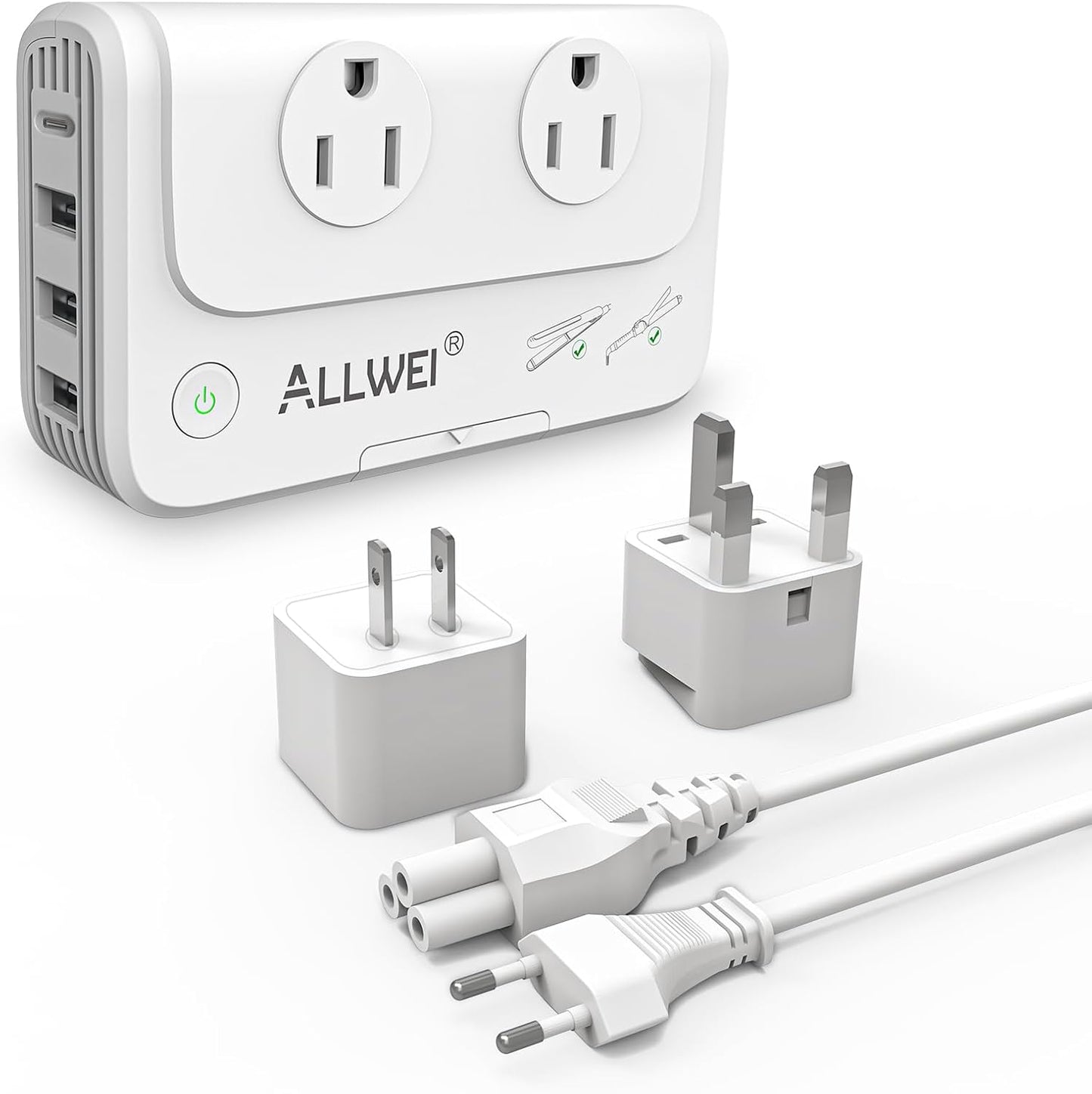 ALLWEI 220V to 110V Travel Voltage Converter for Hair Tools