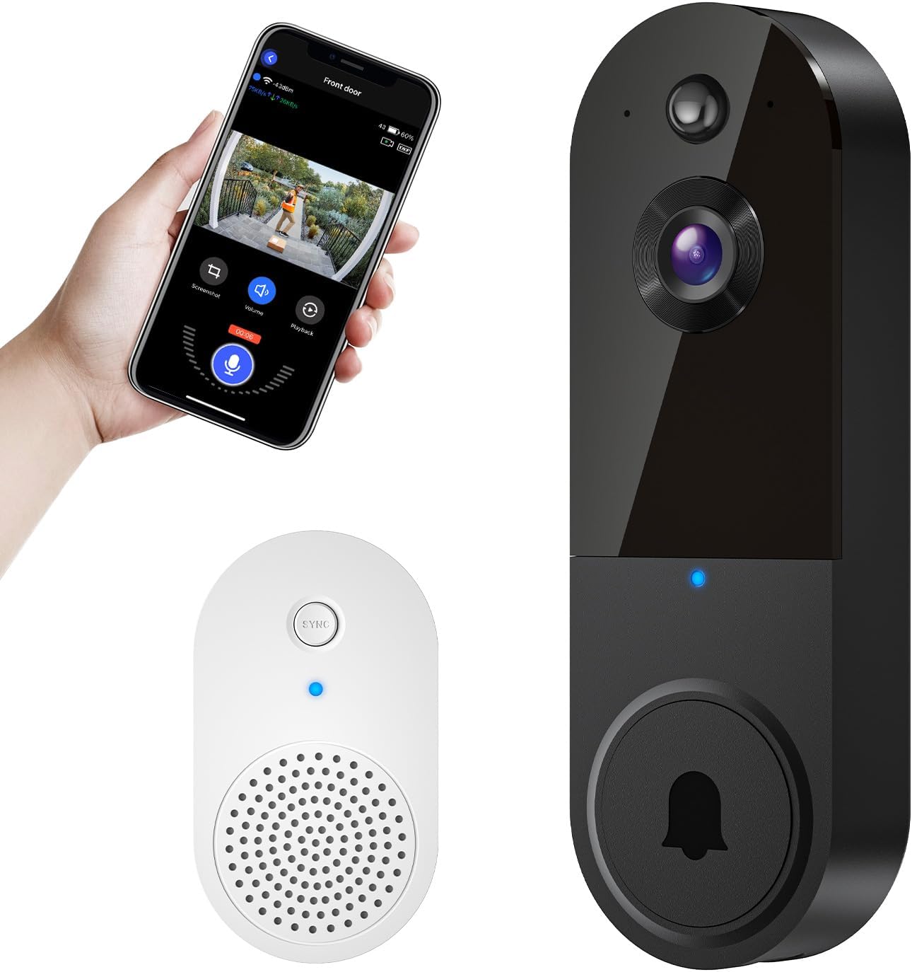 Hubposh Smart Video Doorbell - Night Vision & Two-Way Audio