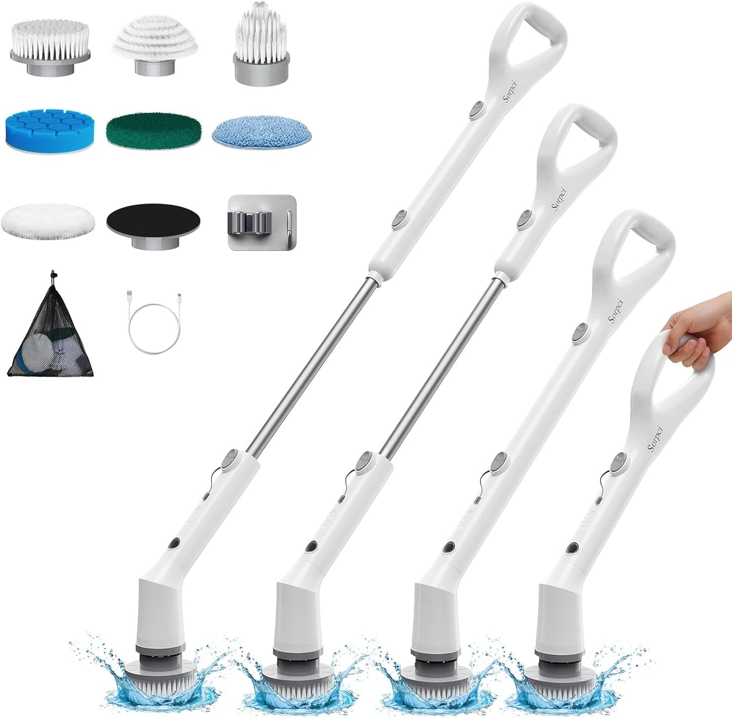 Electric Spin Scrubber with 7 Brush Heads for Effortless Cleaning