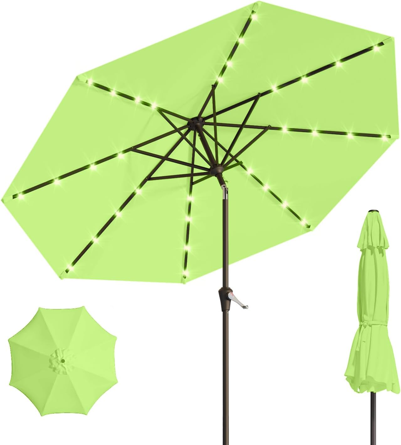 10FT Solar Umbrella with 32 LED Lights for Outdoor Spaces