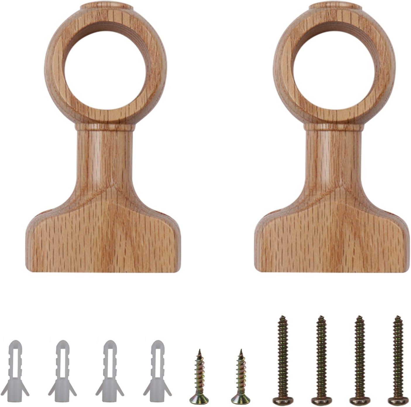 Antrader Wood Curtain Rod Holders - Securely Support 1-1/2 Poles!