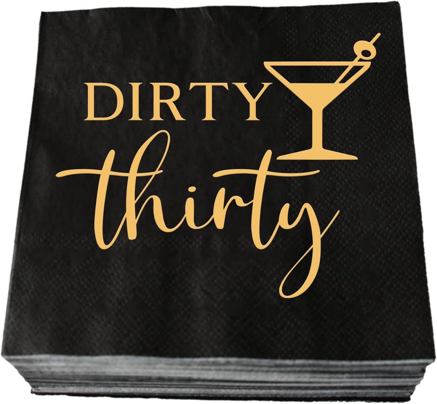 30th Birthday Black & Gold Cocktail Napkins - Funny Decor