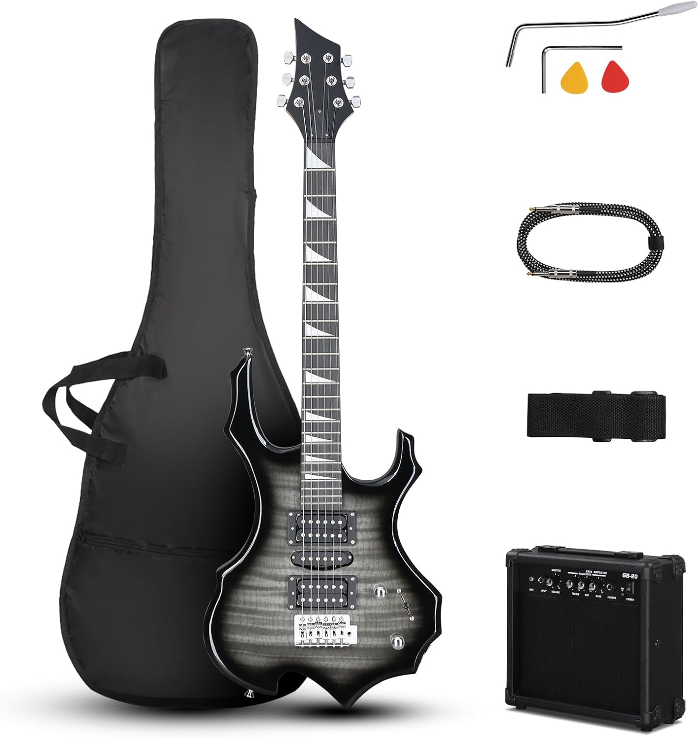 Ktaxon Burning Fire Design Electric Guitar Kit for Beginners