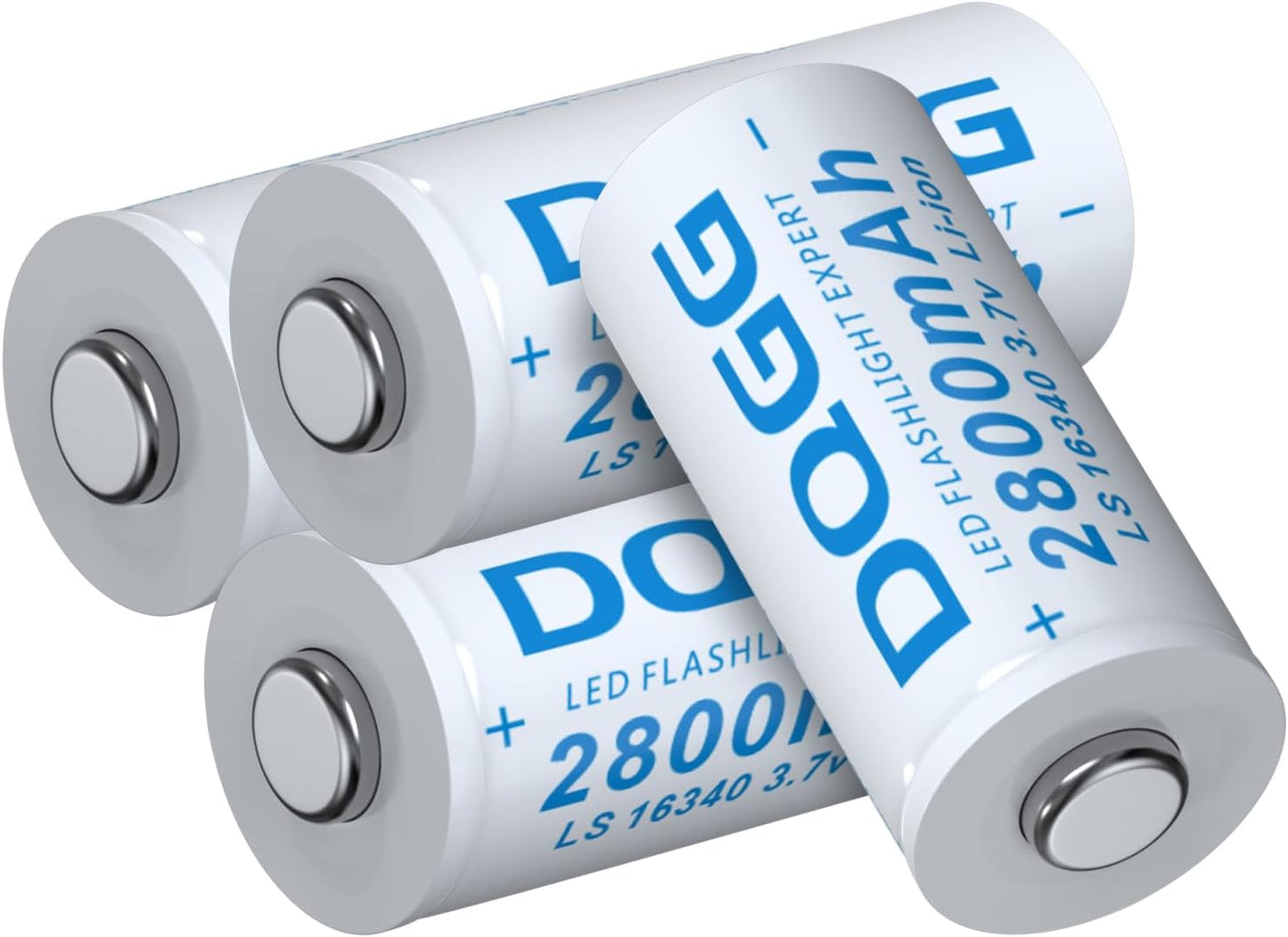 Long-lasting PAOWANG 16340 Rechargeable Batteries x4
