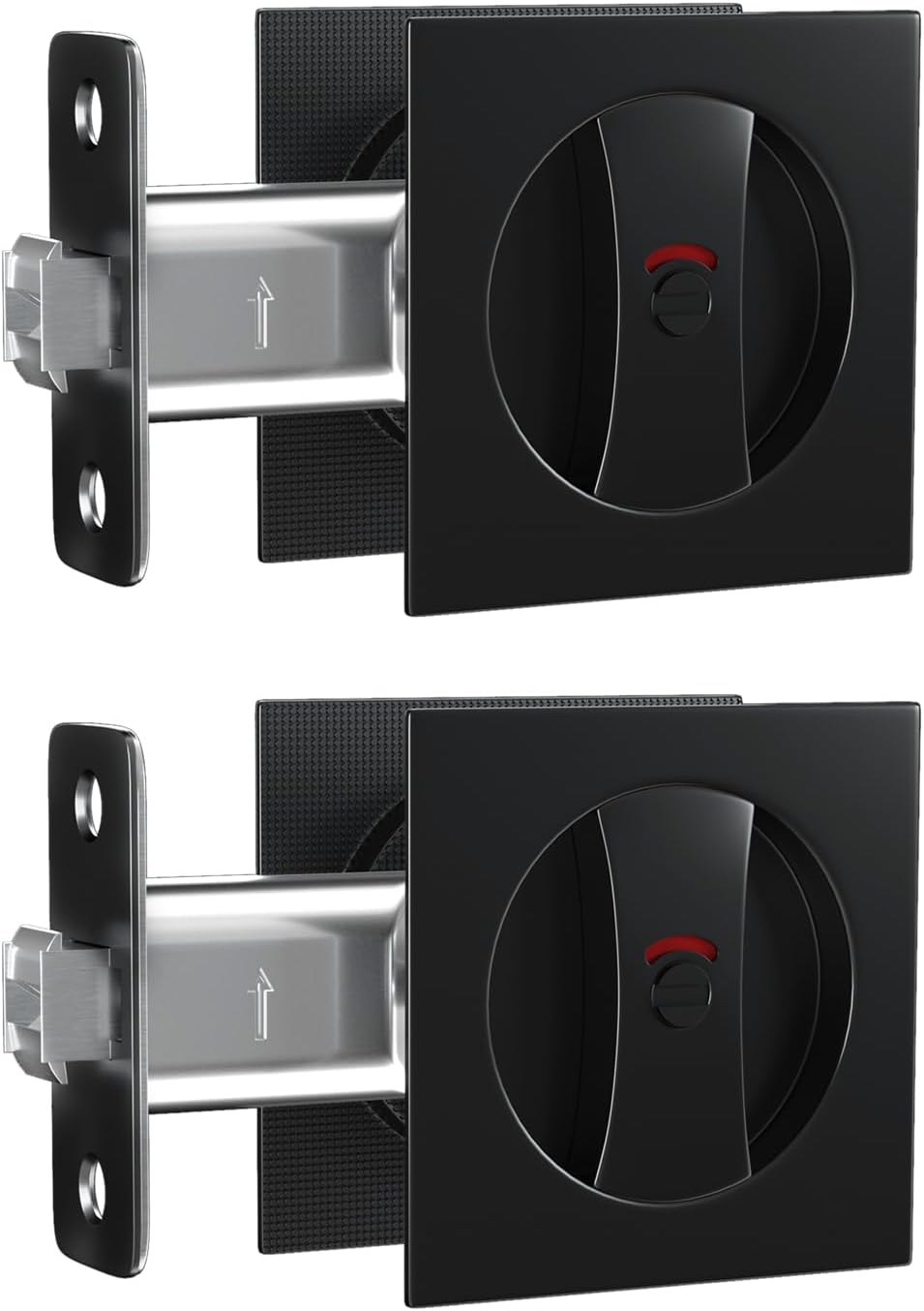 Goldenwarm Matte Black Square Pocket Door Lock for Modern Homes