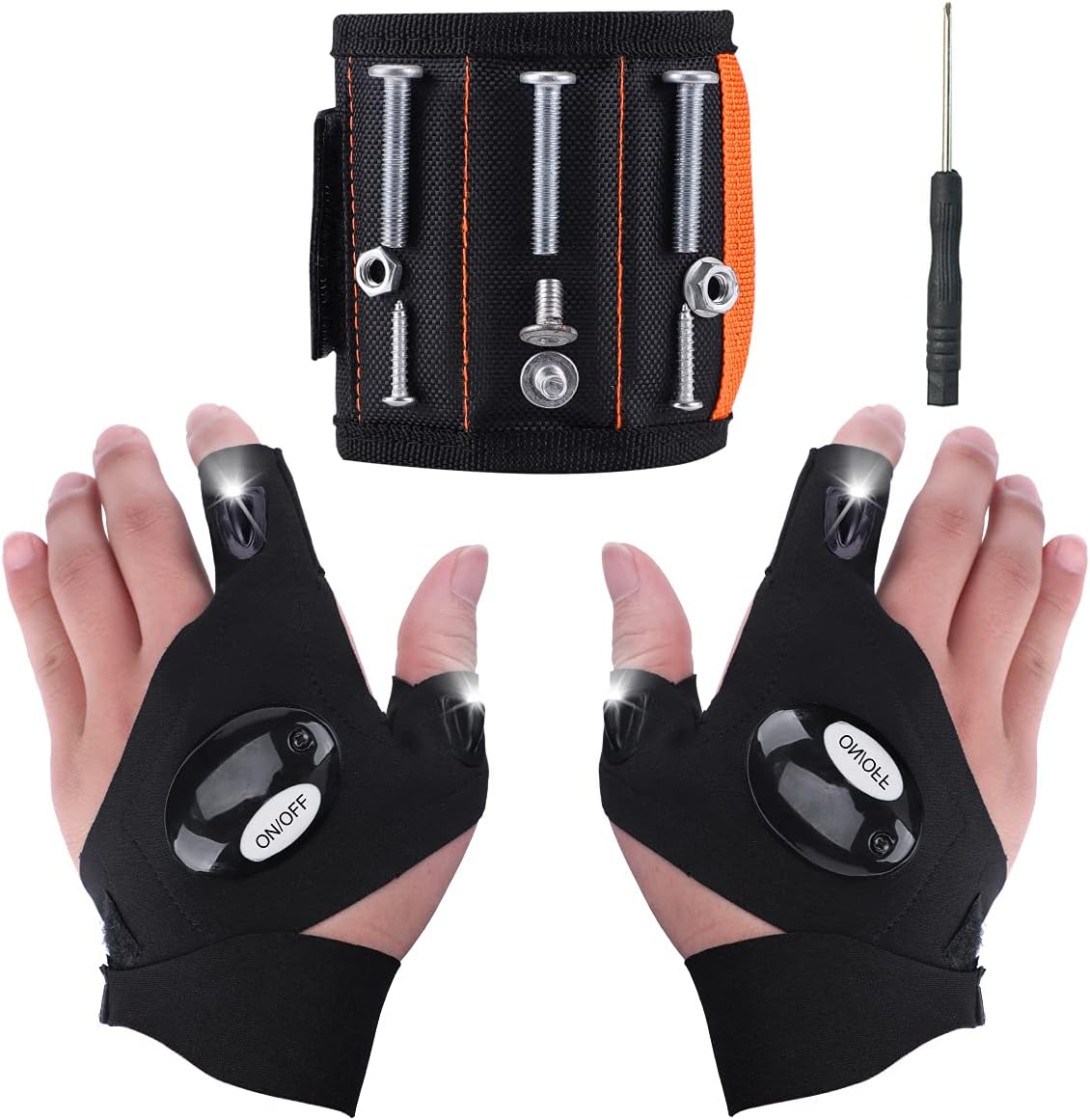 Magnetic Wristband with LED Flashlight Gloves - DIY Dad's Dream Set