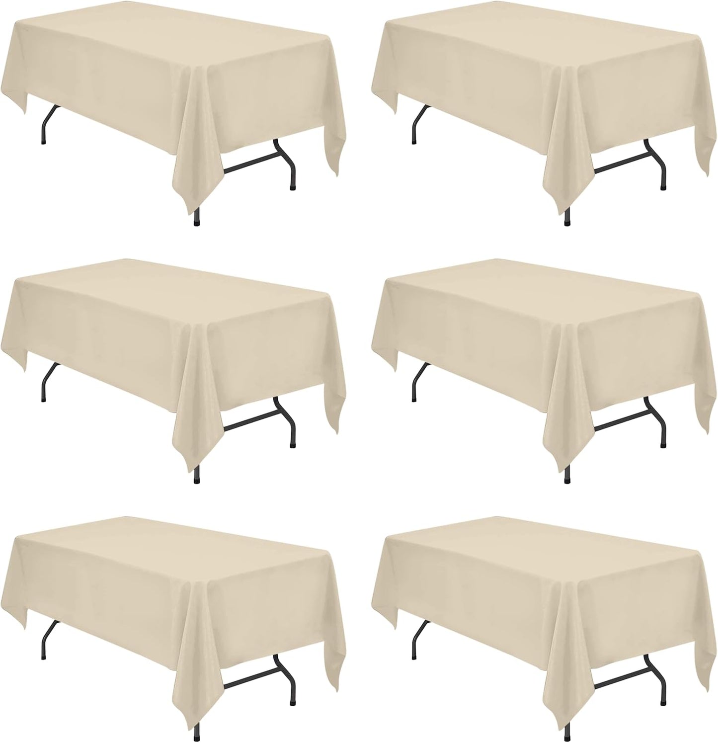 Premium 6 Pack Beige Tablecloths for 6 Foot Rectangle Tables