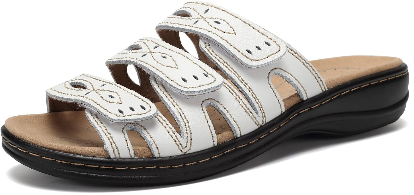 CIOR Women's Classic Leather Sandals with Arch Support and Comfort