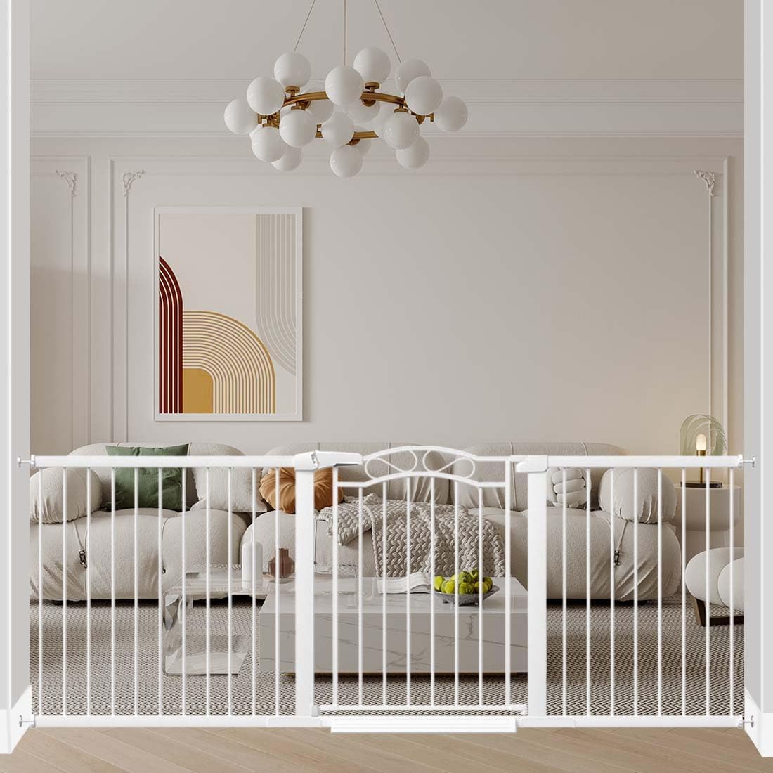 Extra Wide Press Mounted Baby Gate for Kids and Pets Safety