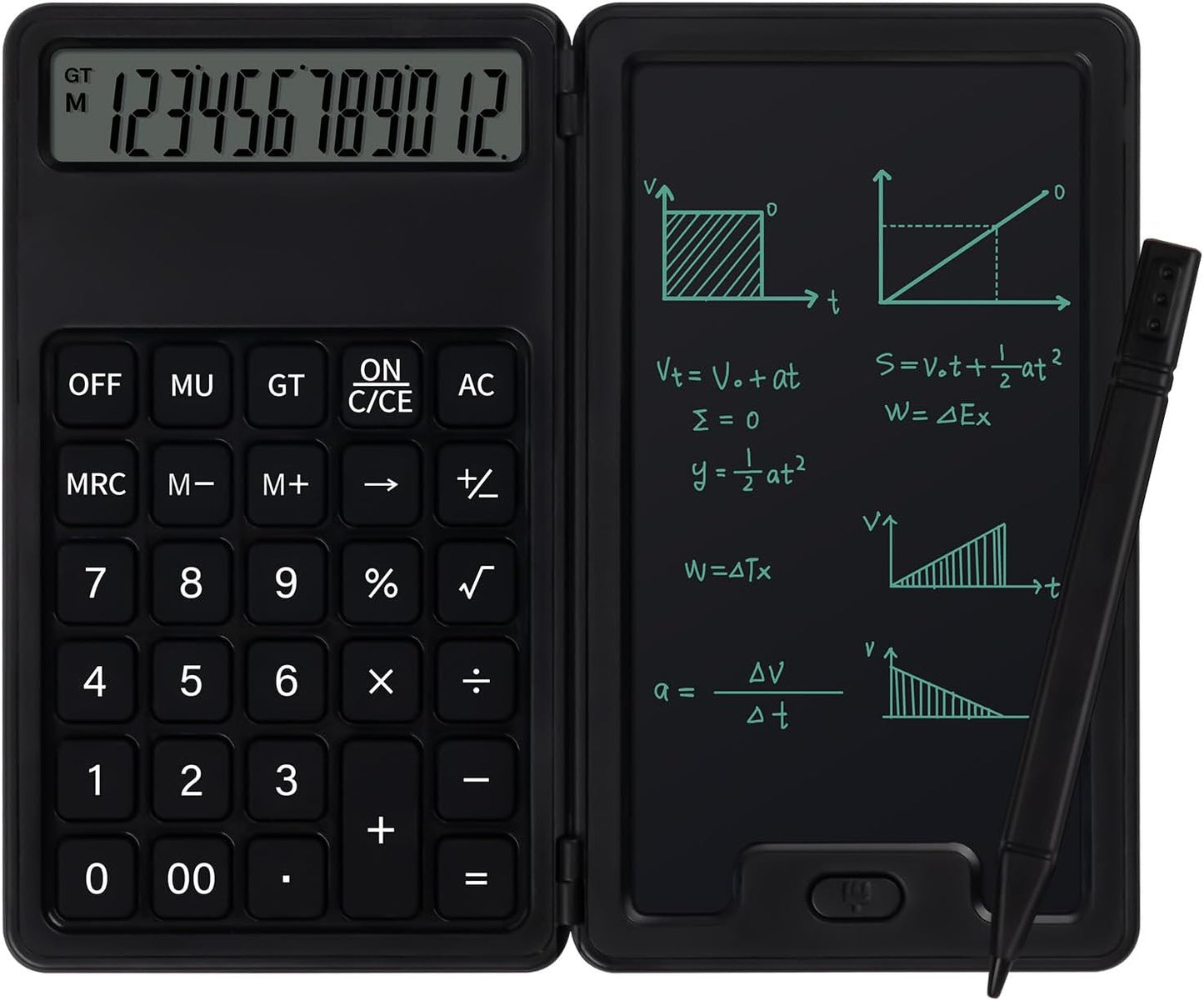 Portable 12-Digit Calculator with Notepad & Stylus for Efficient Work