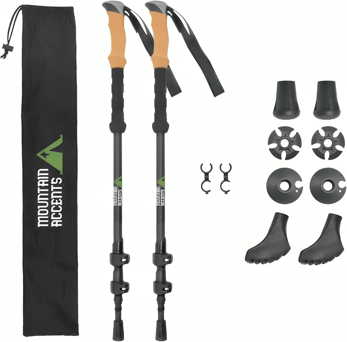 Ultralight Trekking Poles | Cork Grips | Quick Lock | Nylon Bag