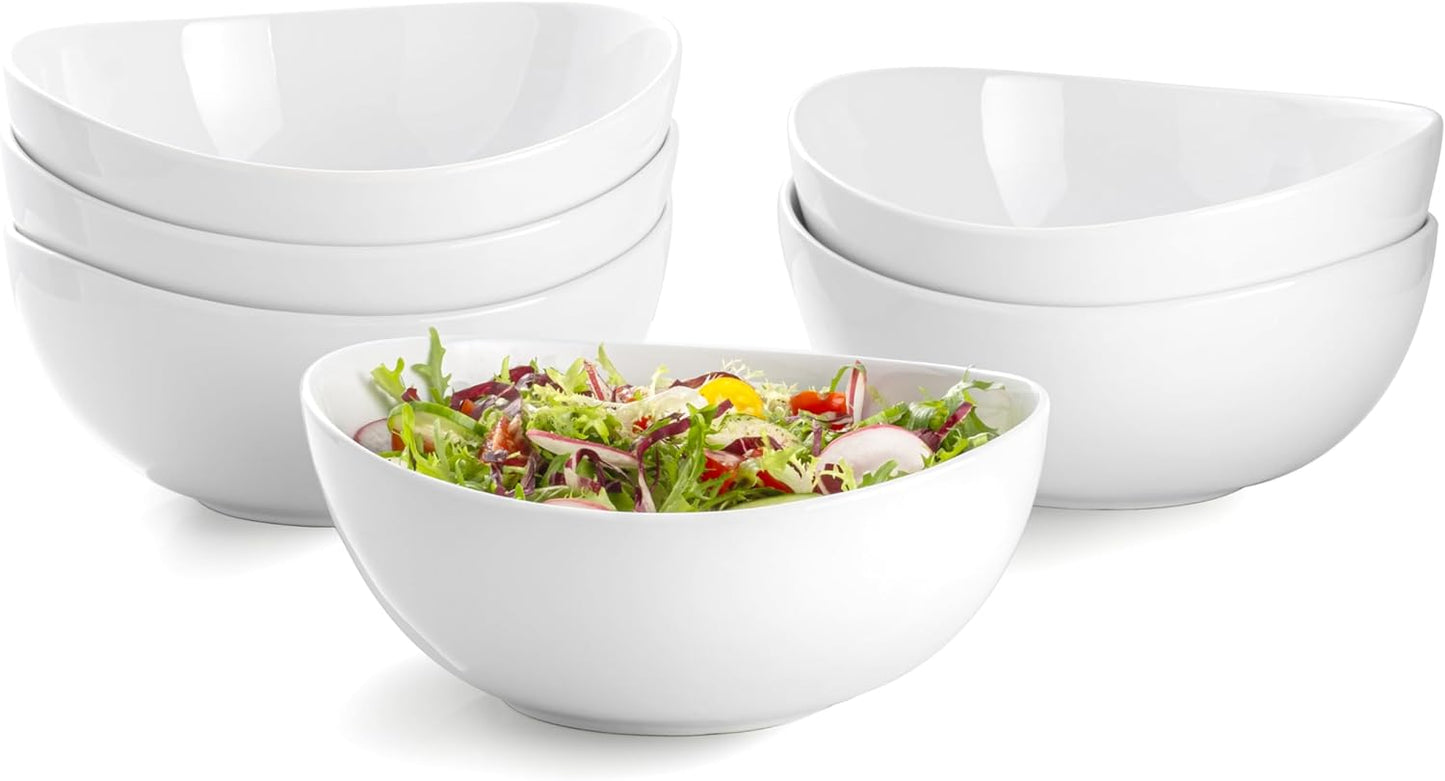 Pasta Bowls Set of 6, 50 OZ White Porcelain Serving Dishes