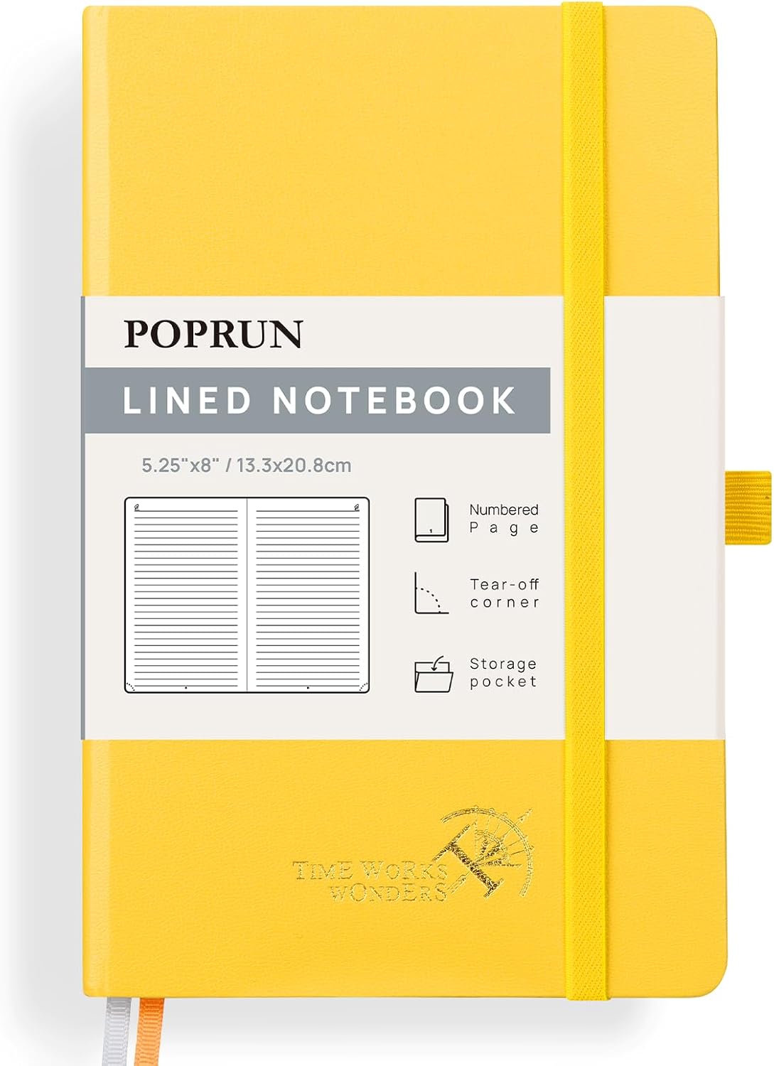POPRUN Lined Journal Notebook - 128 Numbered Pages, Thick College Ruled Paper