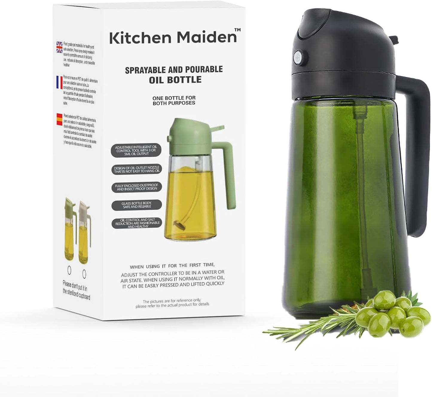 2-in-1 Glass Oil Dispenser: Spray & Pour Ease