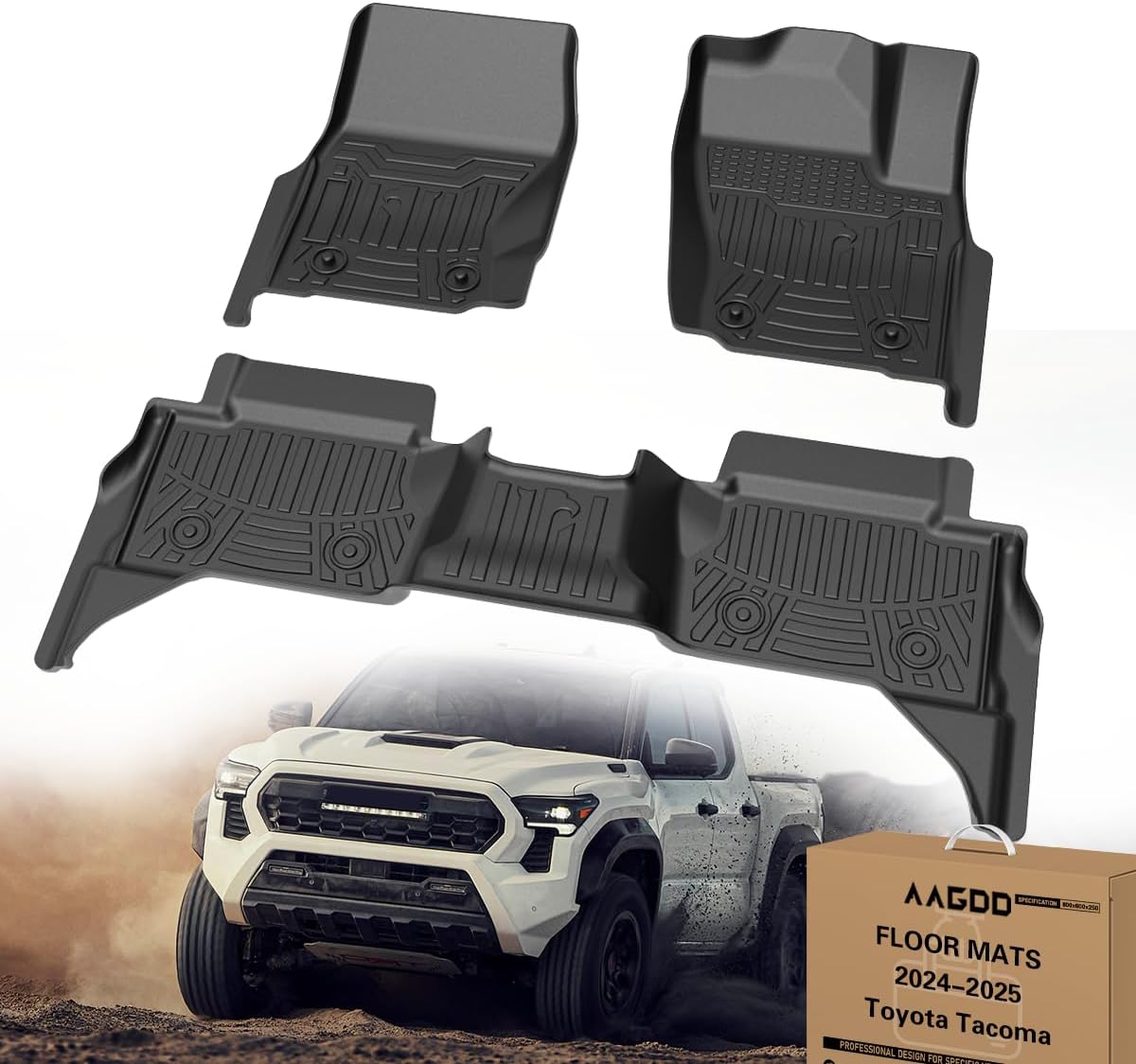TPE All-Weather Floor Mats for Toyota Tacoma 2024-2026 Double Cab