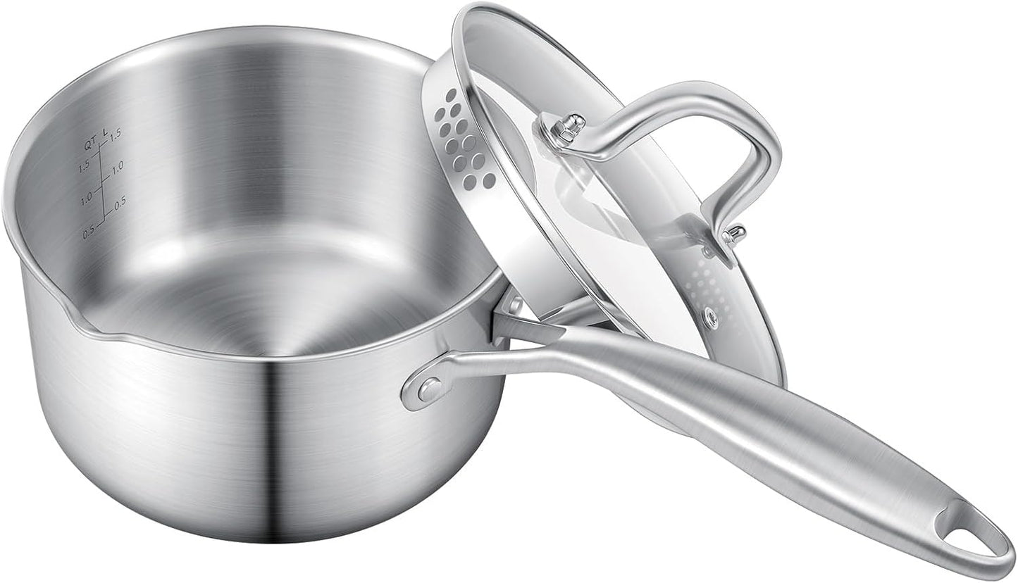 Leetaltree 1.5 Quart Stainless Steel Saucepan for Versatile Cooking