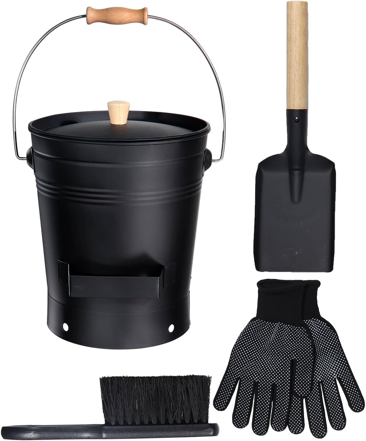 2.5 Gallon Ash Bucket with Lid - Heavy Duty Galvanized Iron