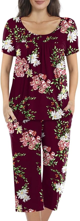 POPYOUNG Women's Summer Casual Pajama Sets with Pockets
