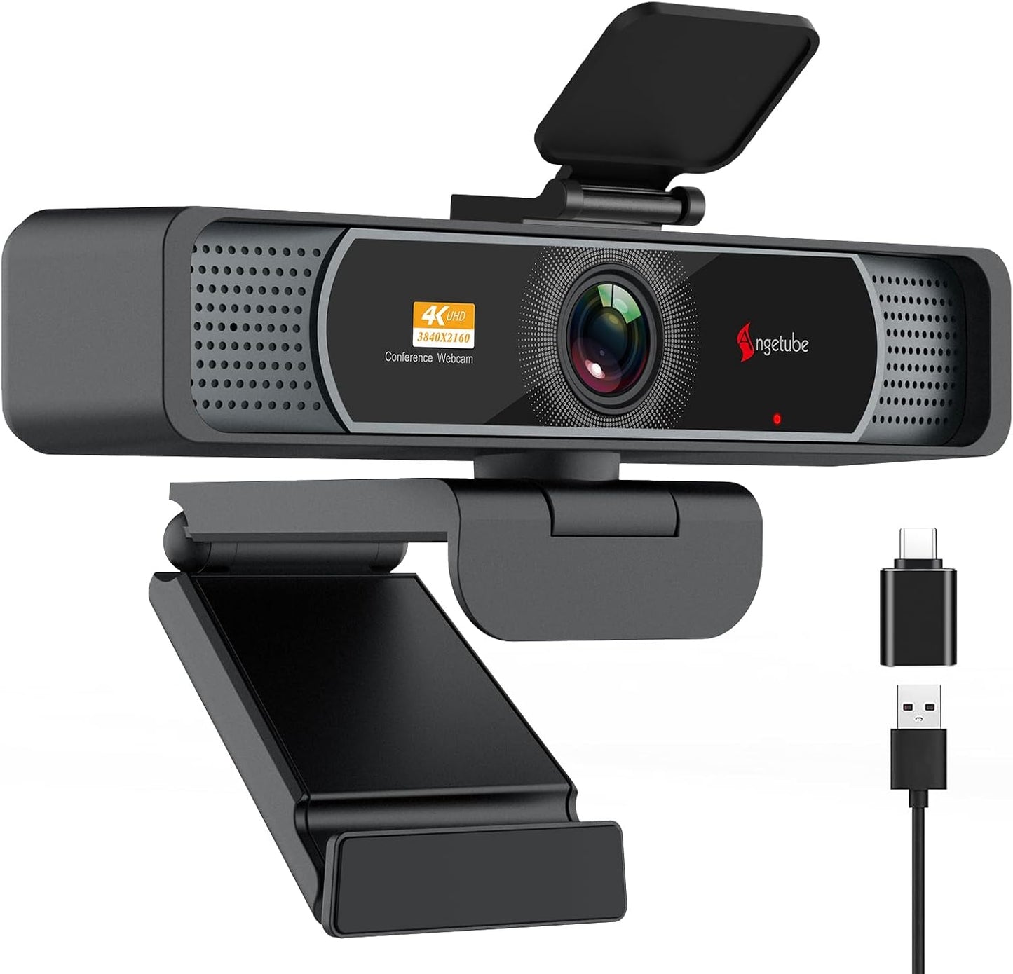 Angetube Wide Angle 4K Webcam with Autofocus and Mics