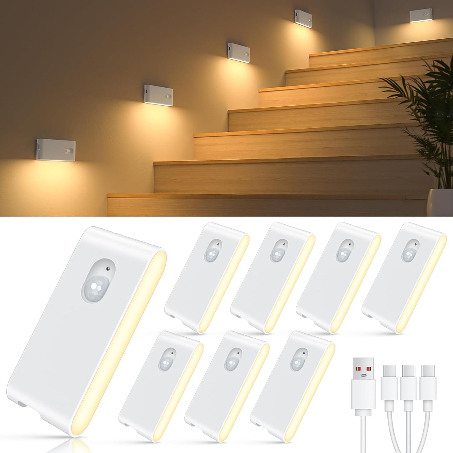 WILLED Rechargeable Night Lights for Home Use, 8-Pack Set