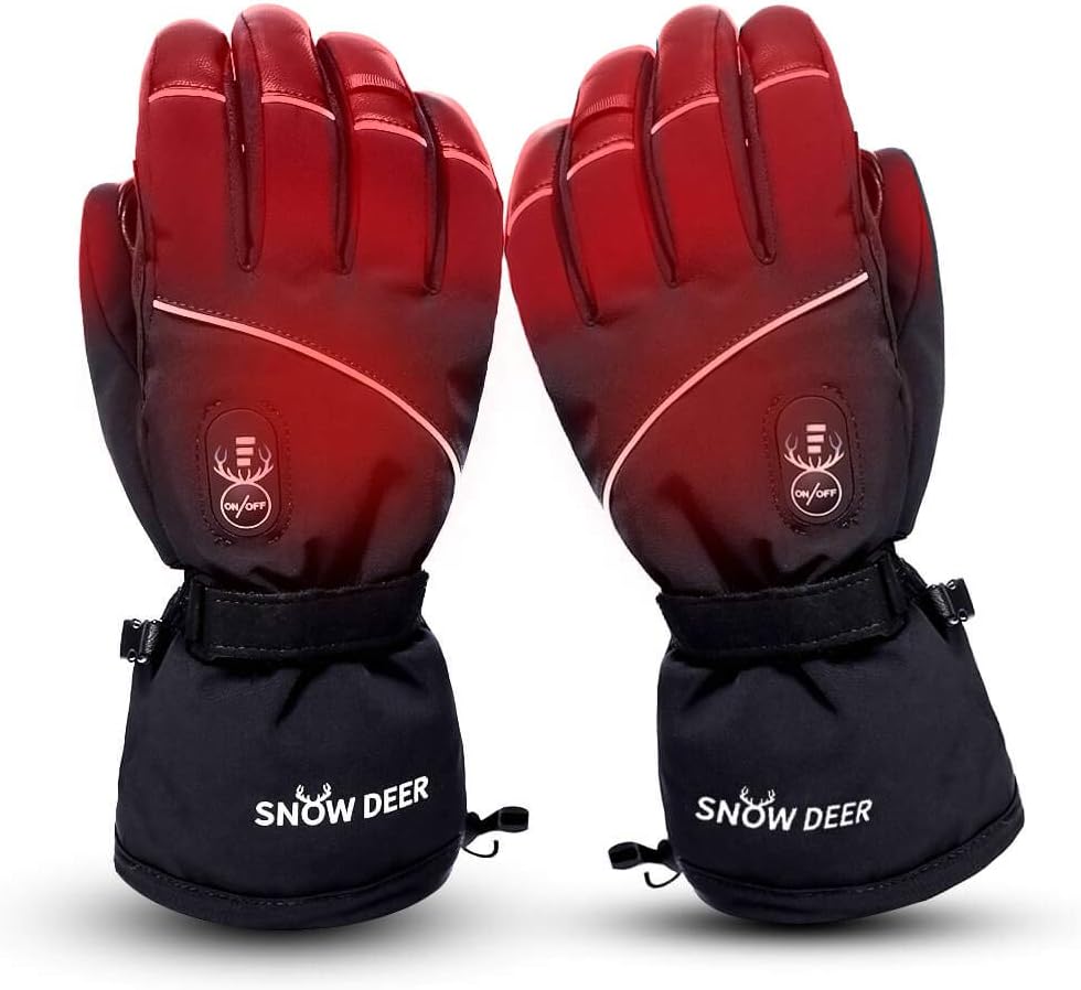 SNOW DEER Electric Heated Ski Gloves - Waterproof & Rechargeable