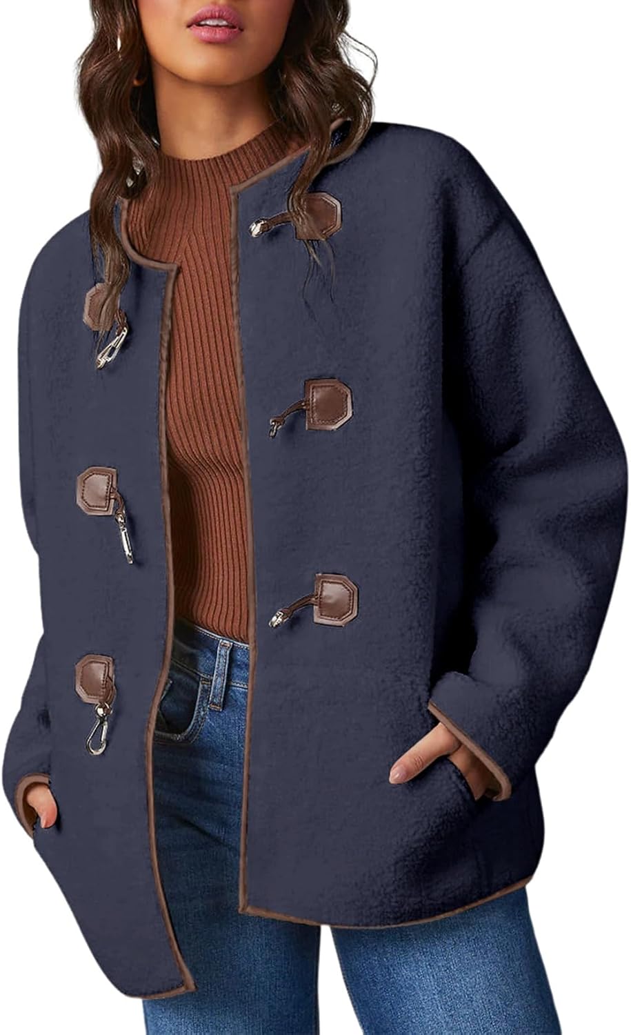 Dokotoo Womens Long Sleeve Jackets Fashion Faux Shearling Style