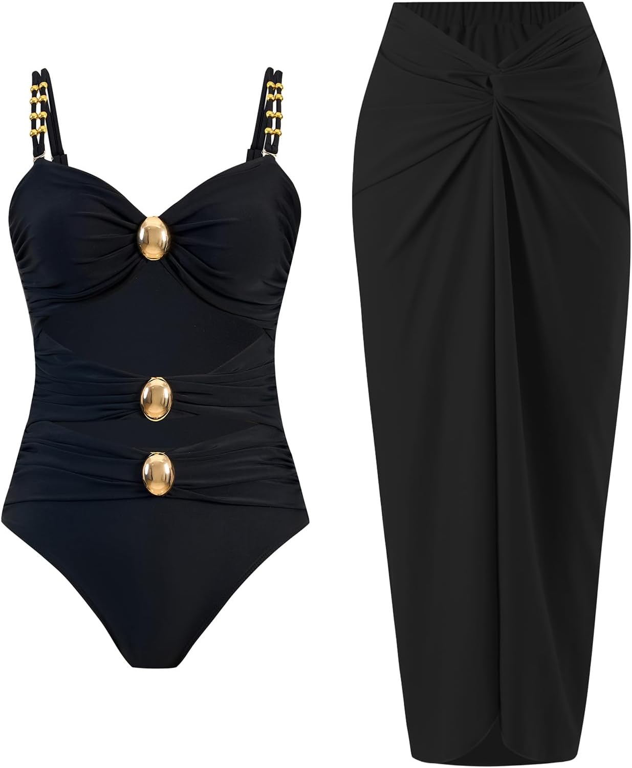 Women's One Piece Swimsuit with Cover Up Set for Beach Fun