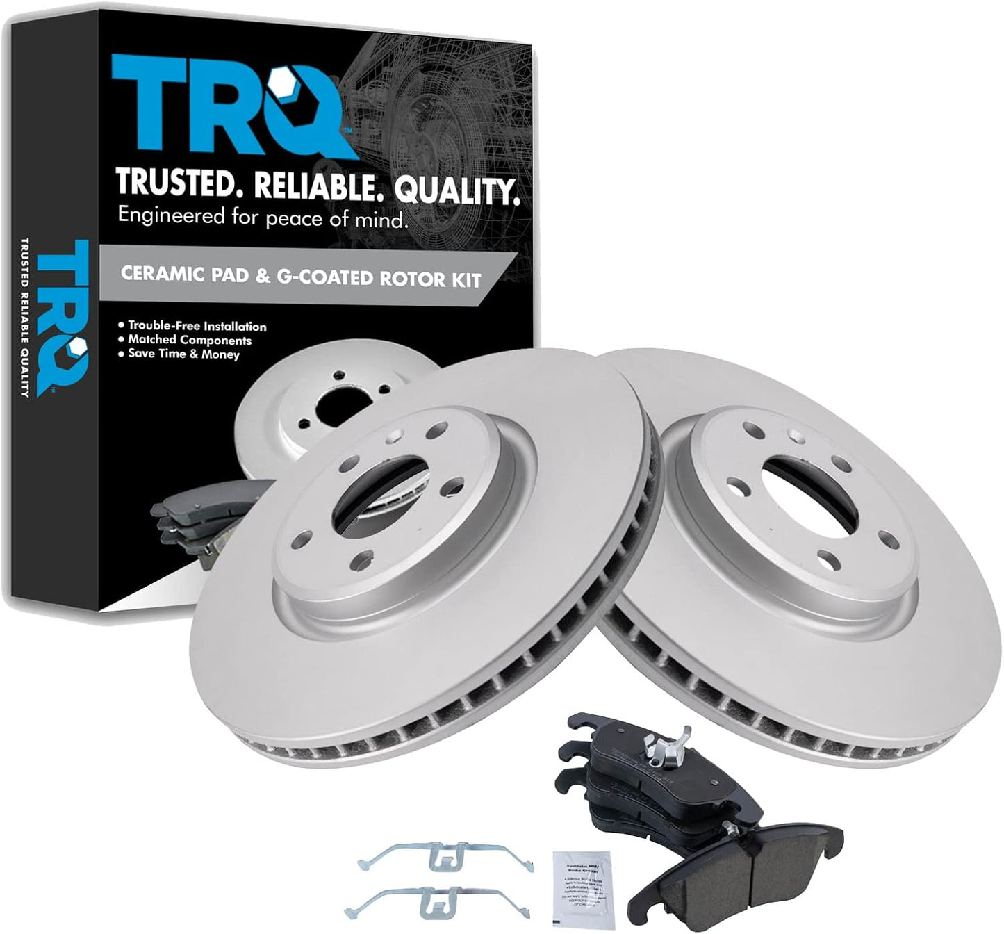 TRQ Front Premium Posi Ceramic Disc Brake Pad & Rotor Kit