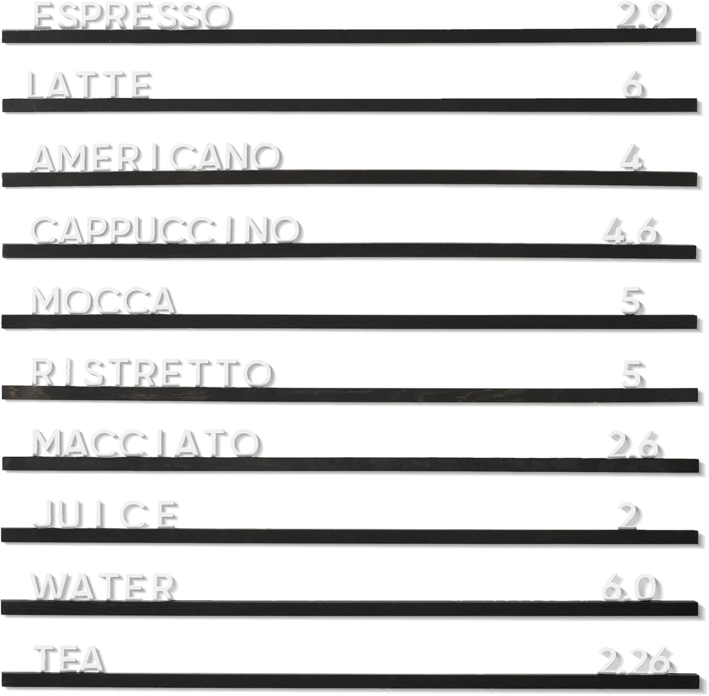 Inko Horeca Black Wall Menu Board Set of 10 Regular Rails