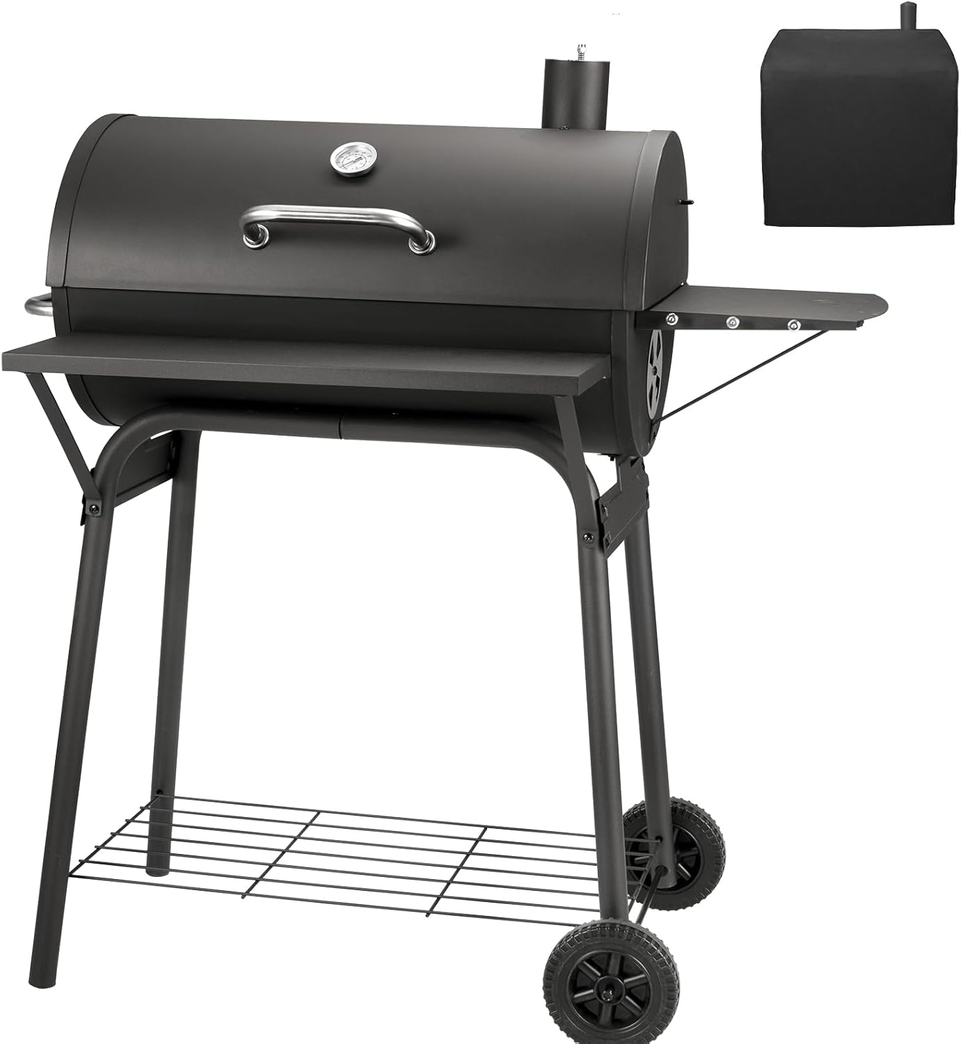 Large Barrel Charcoal Grill with Ample Cooking Surface and Storage
