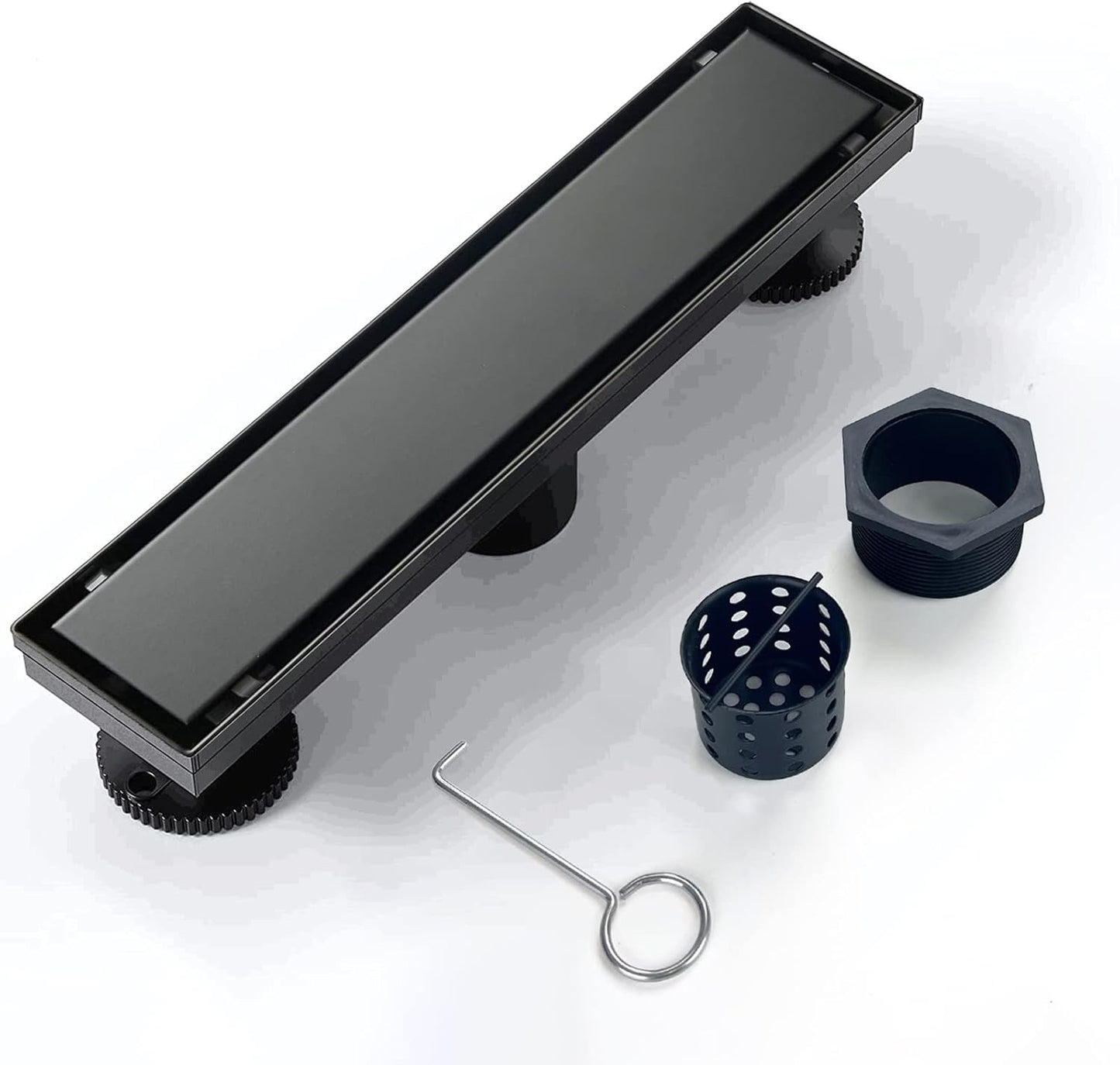 Linear Shower Drain 12 inch Black Drain with Tile Insert Panel