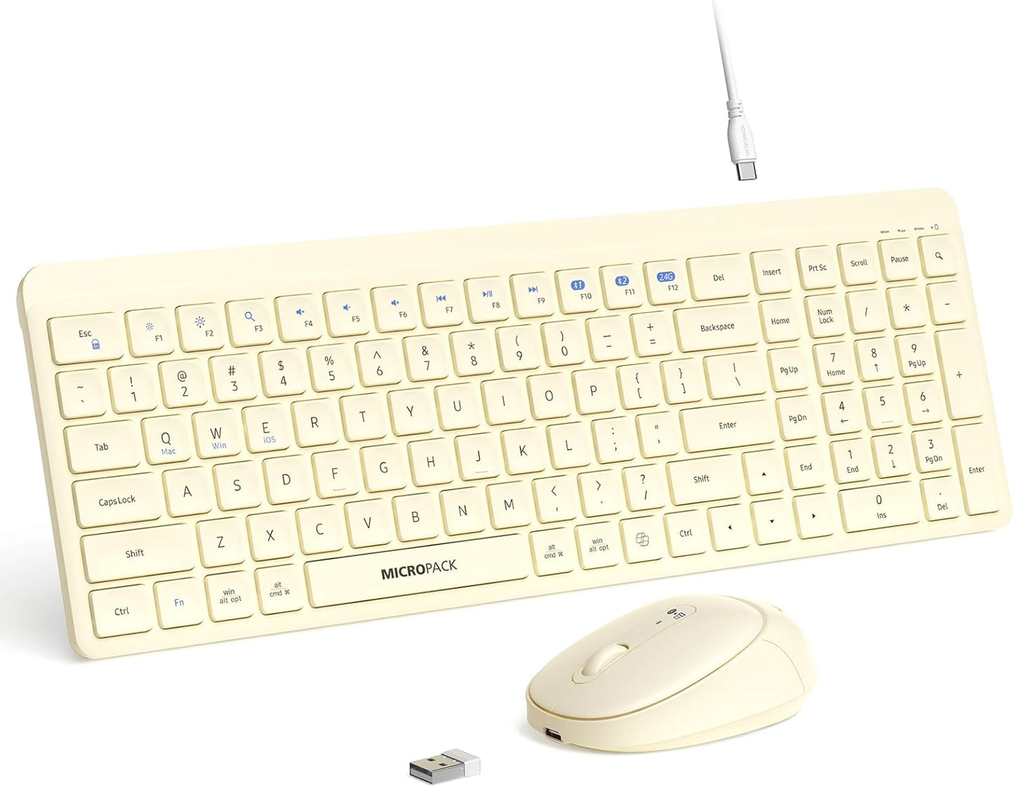 Wireless Keyboard and Mouse Combo for Desktop and Mac Devices