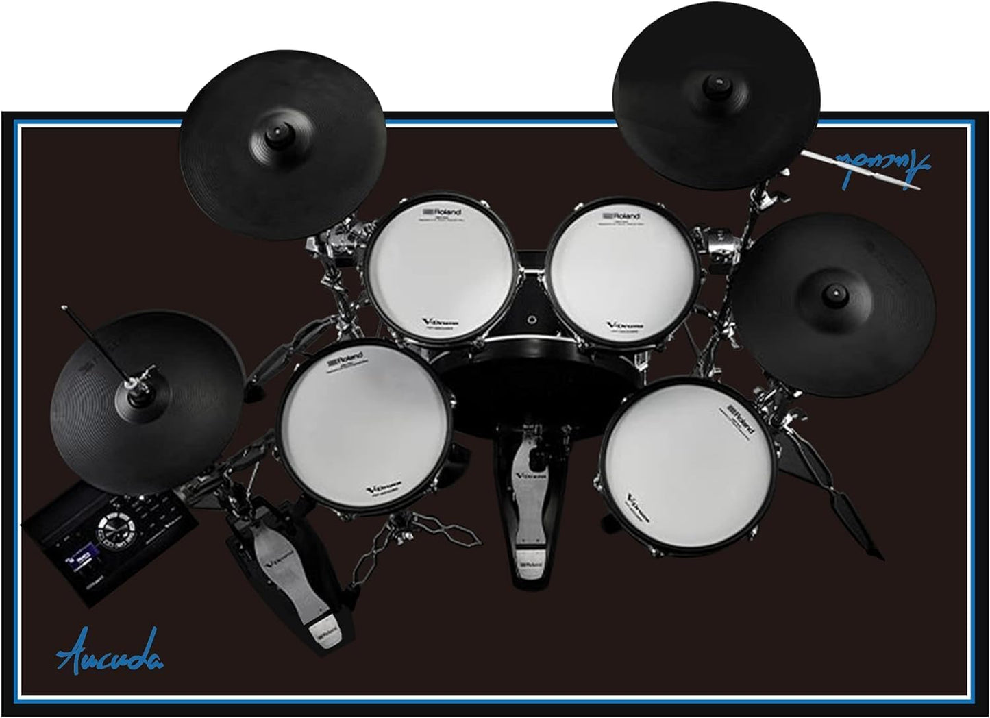 Aucuda Drum Rug Mat 4x4 ft Non-Slip Grip for Drummers