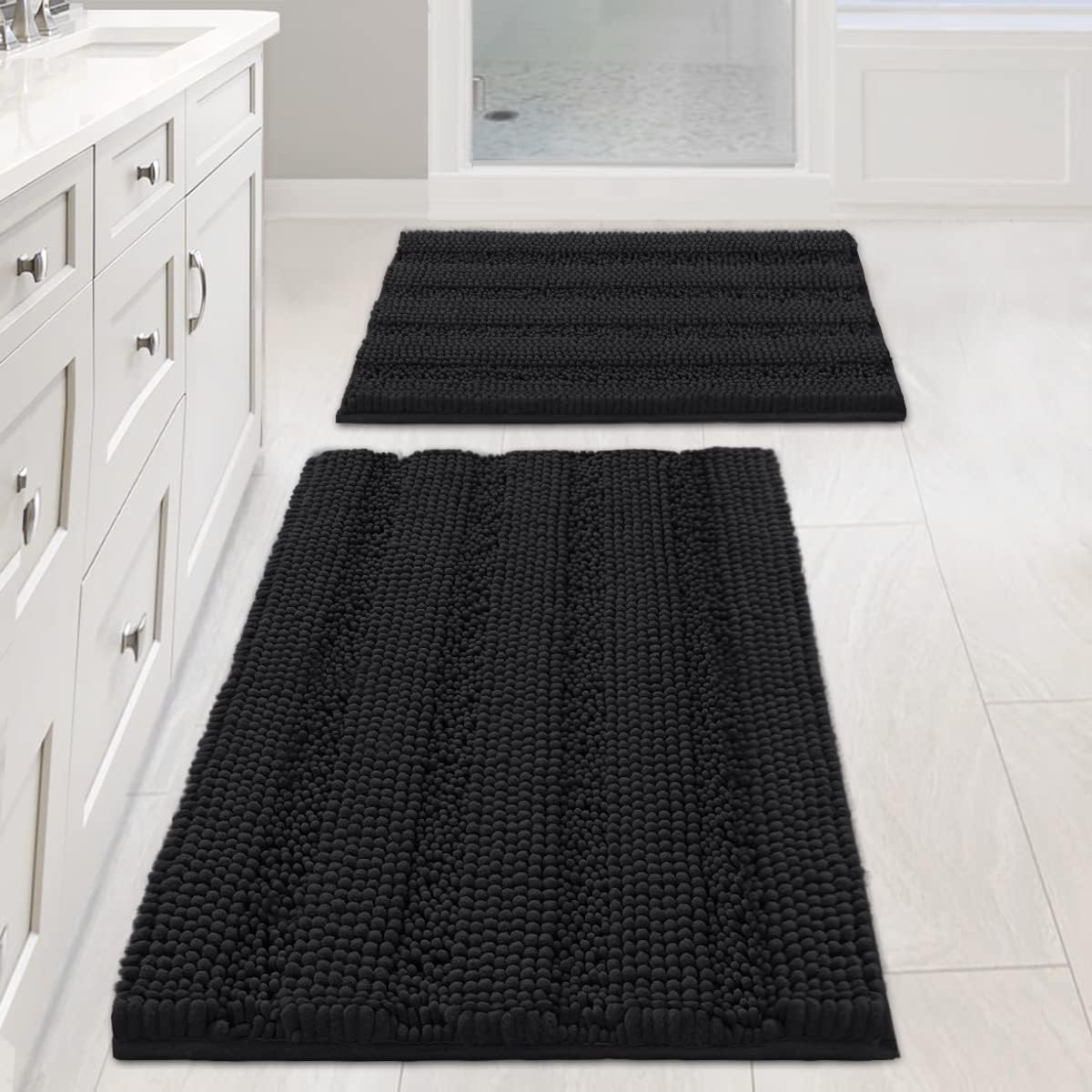 Non Slip Thick Shaggy Chenille Bathroom Rug Mat Set for Comfort